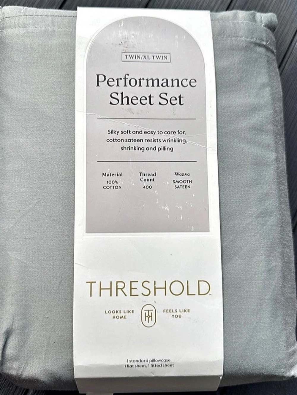 Threshold 400 Thread Count Performance Sheet Set Gray Twin/XL Twin